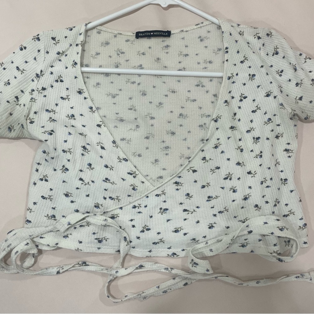 Brandy Melville Floral Wrap Blouse